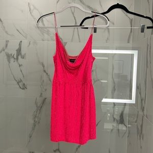 Retrofete Jill Sequin Size Small Pink beaded cowl neck mini dress